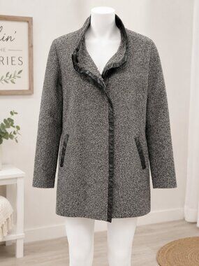 🧥 Reitmans Grey / Black Knit Coat Jacket 🧥Size Large